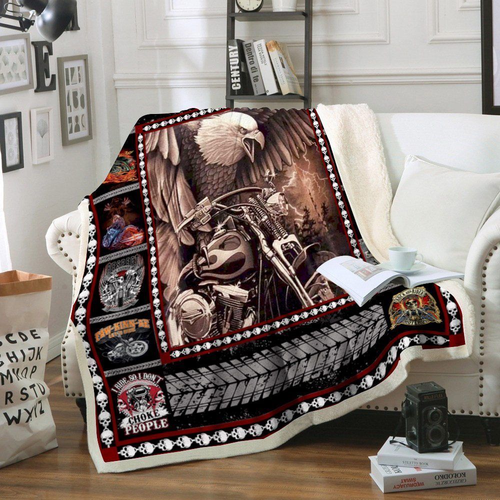 Motorcycle Sherpa Fleece Blanket