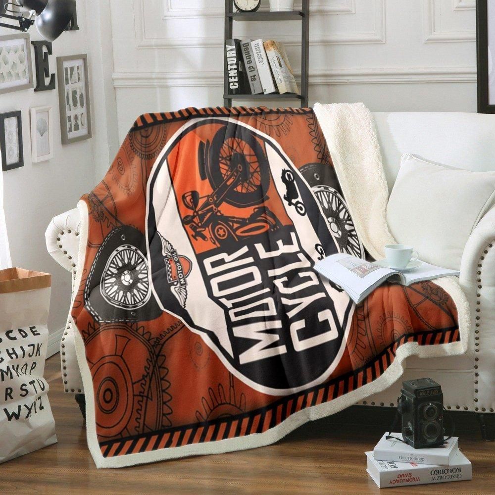Motorcycle Sherpa Fleece Blanket