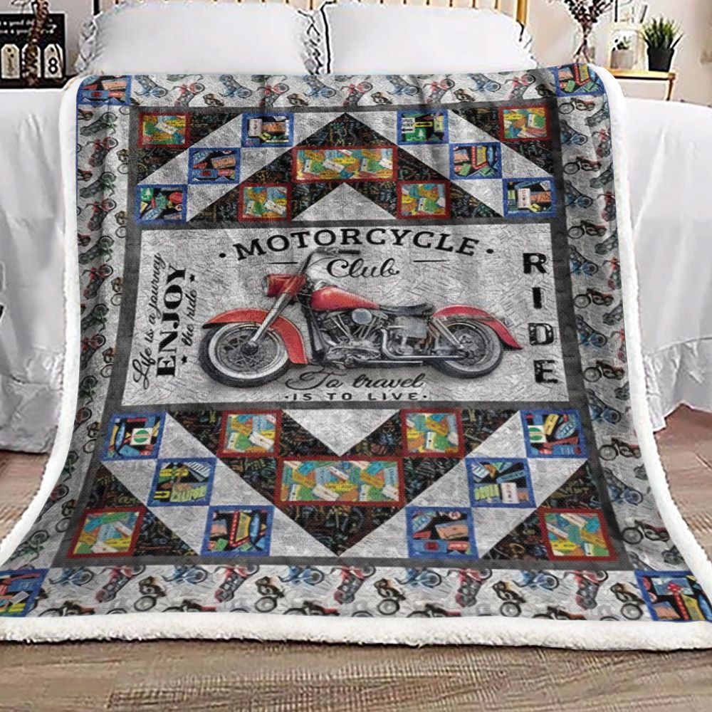Motorcycle Sherpa Fleece Blanket