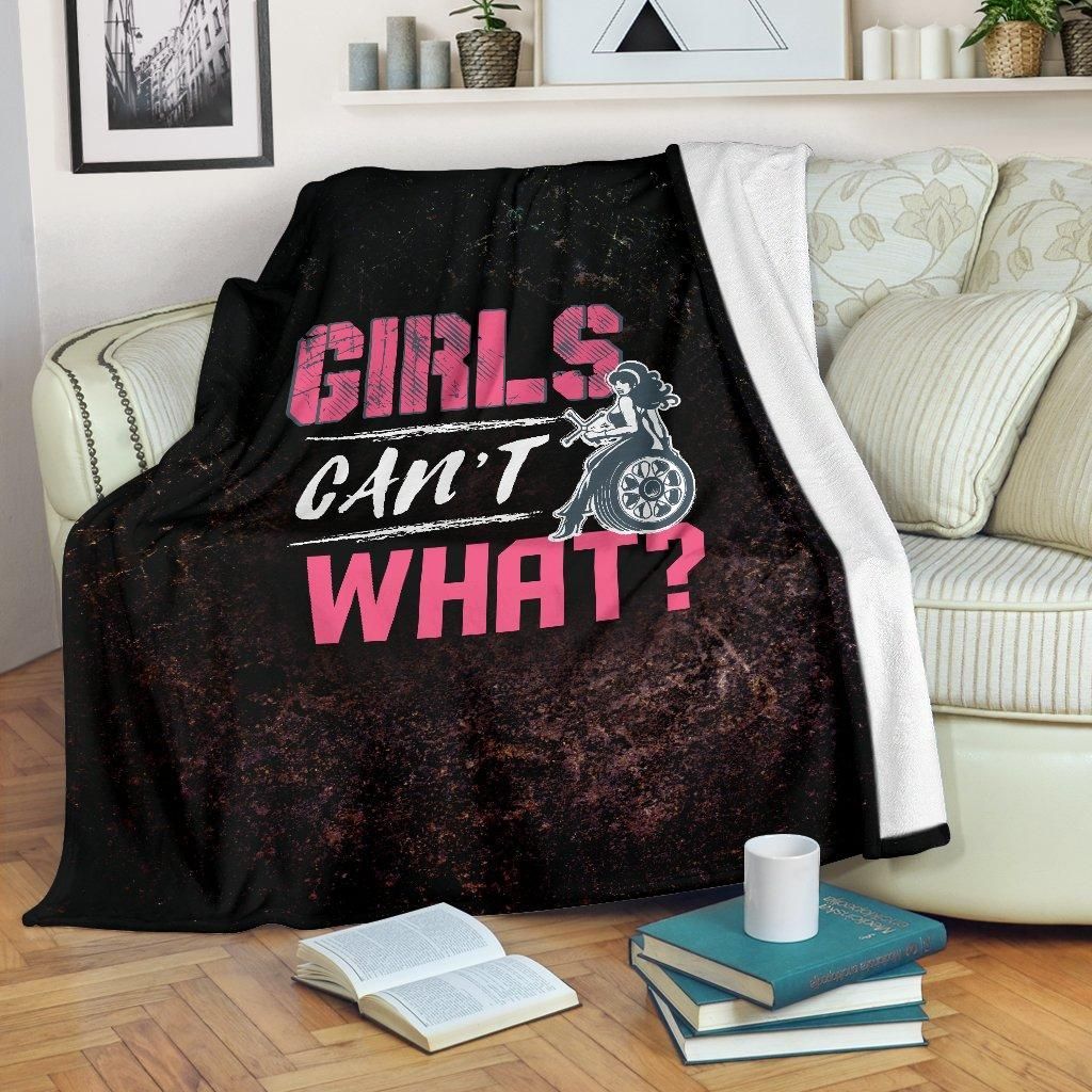 Motorcycle Girl Sherpa Fleece Blanket