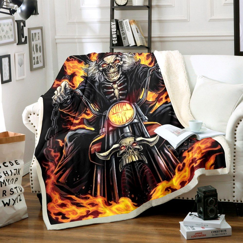 Motorcycle Sherpa Fleece Blanket