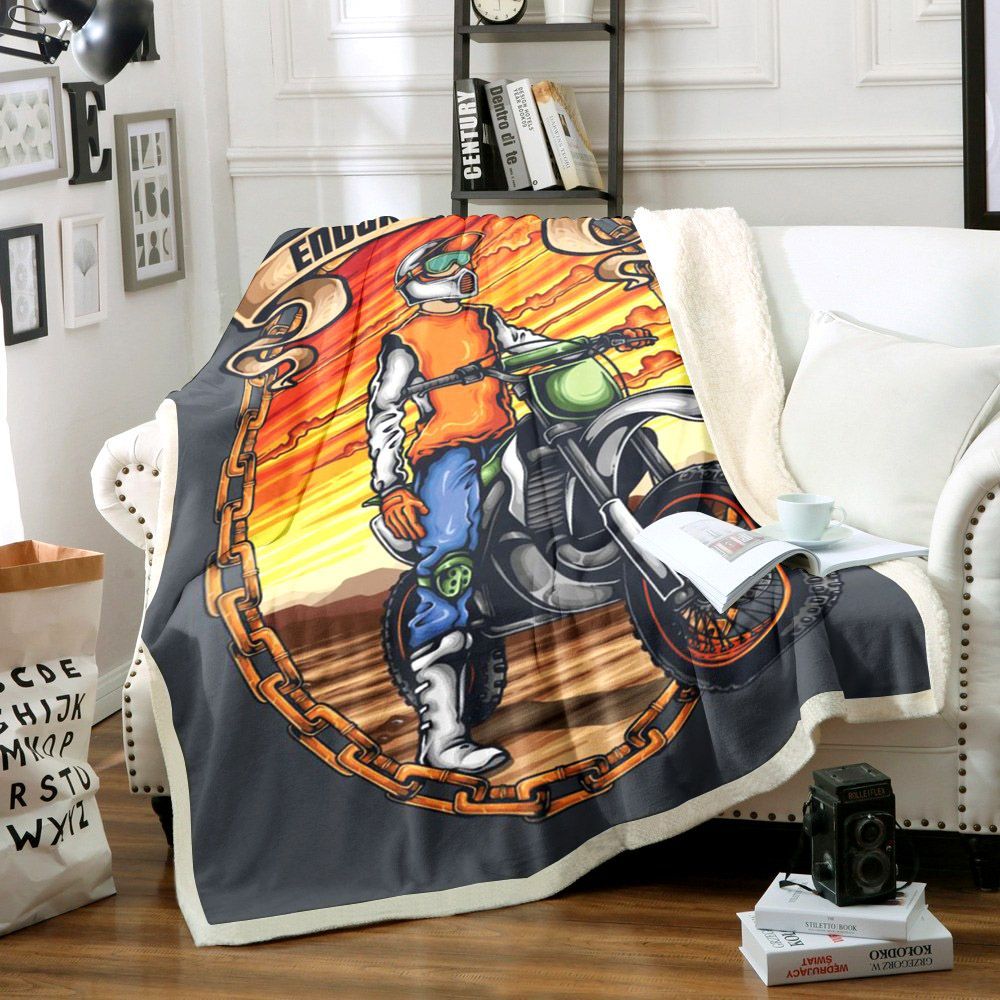 Motorcycle Sherpa Fleece Blanket