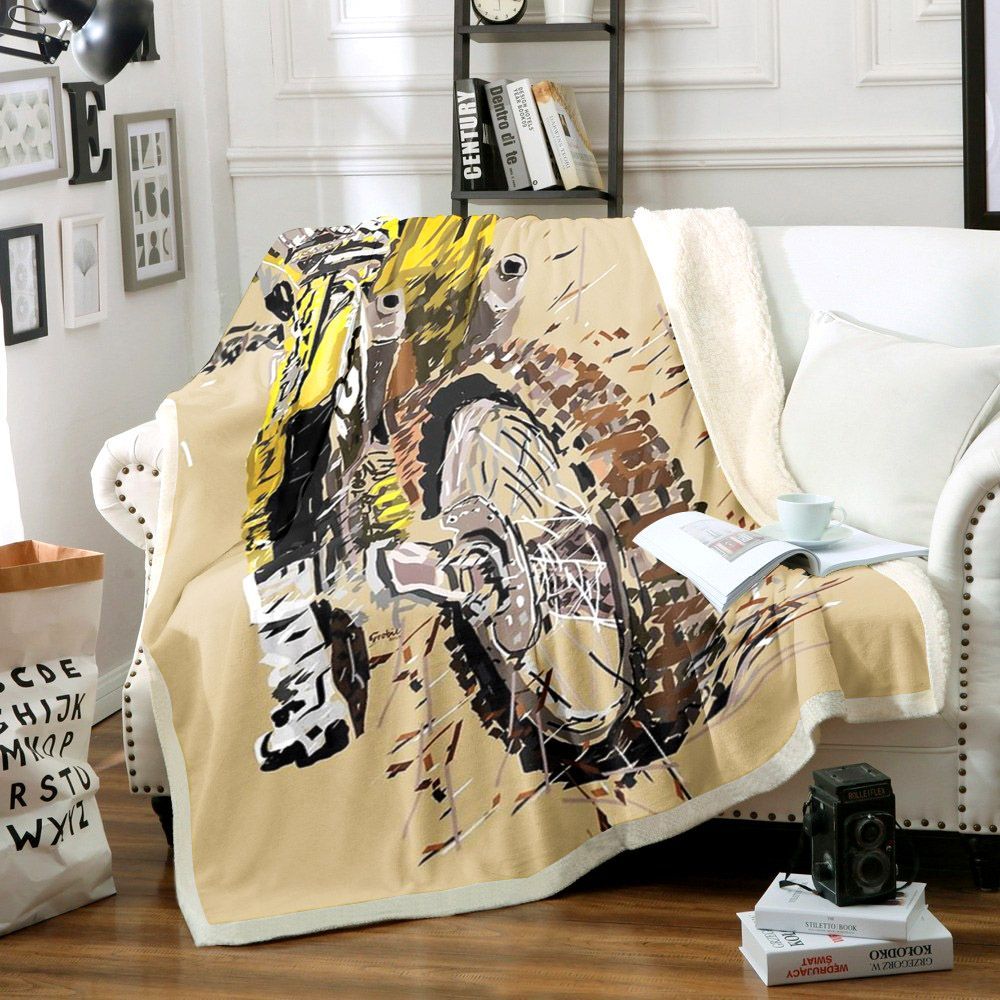Motorcycle Sherpa Fleece Blanket