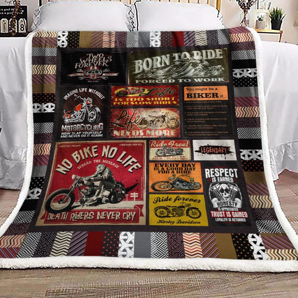 Motorcycle Sherpa Fleece Blanket