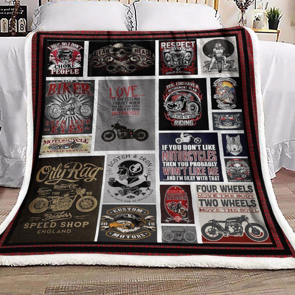 Motorcycle Sherpa Fleece Blanket