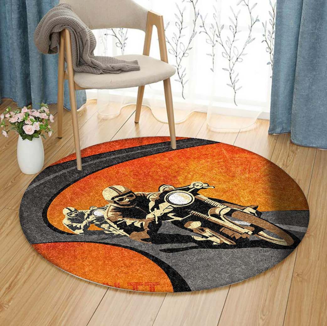 Motorcycle Racing Round Carpet