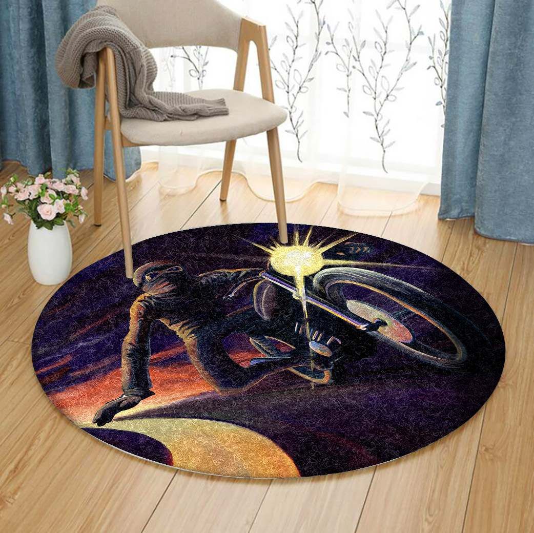 Motorcycle Racing Round Carpet