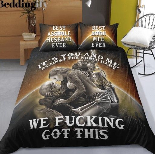 Motorcycle Skull And Girl Bedding Set