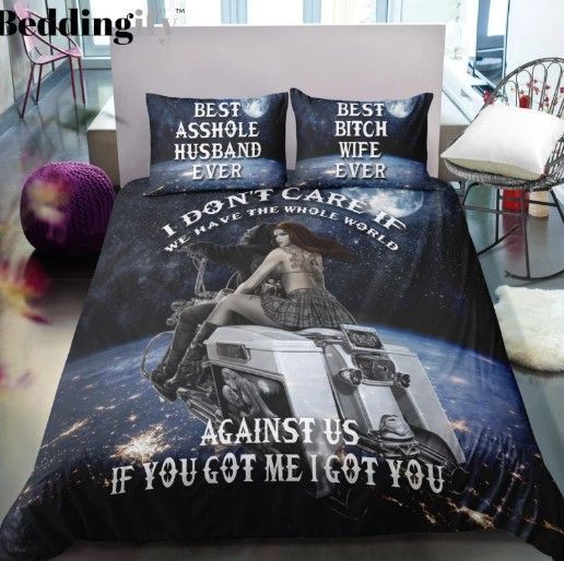 Motorcycle Skull And Girl Bedding Set
