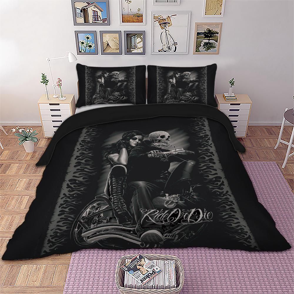 Motorcycle Skull Bedding Set