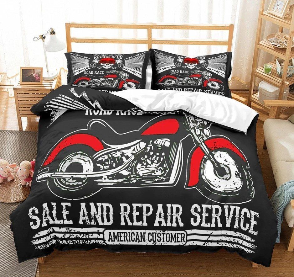 Motorcycle Skull Bedding Set