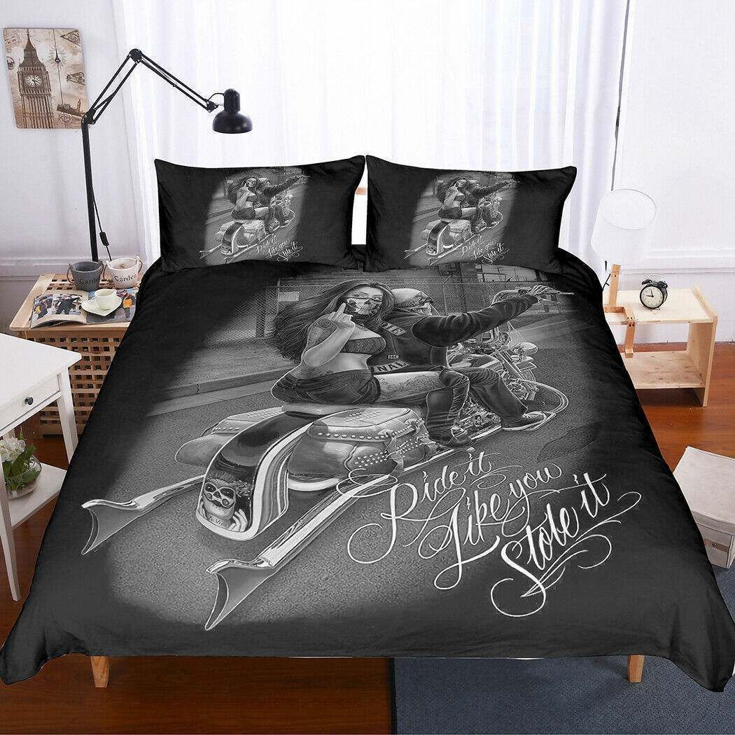 Motorcycle Skull Bedding Set