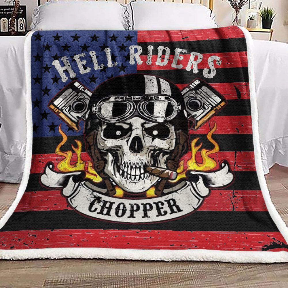 Motorcycle Skull Sherpa Fleece Blanket
