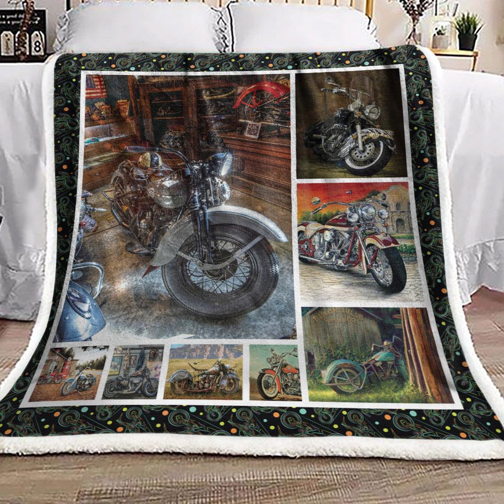 Motorcycle Sherpa Fleece Blanket