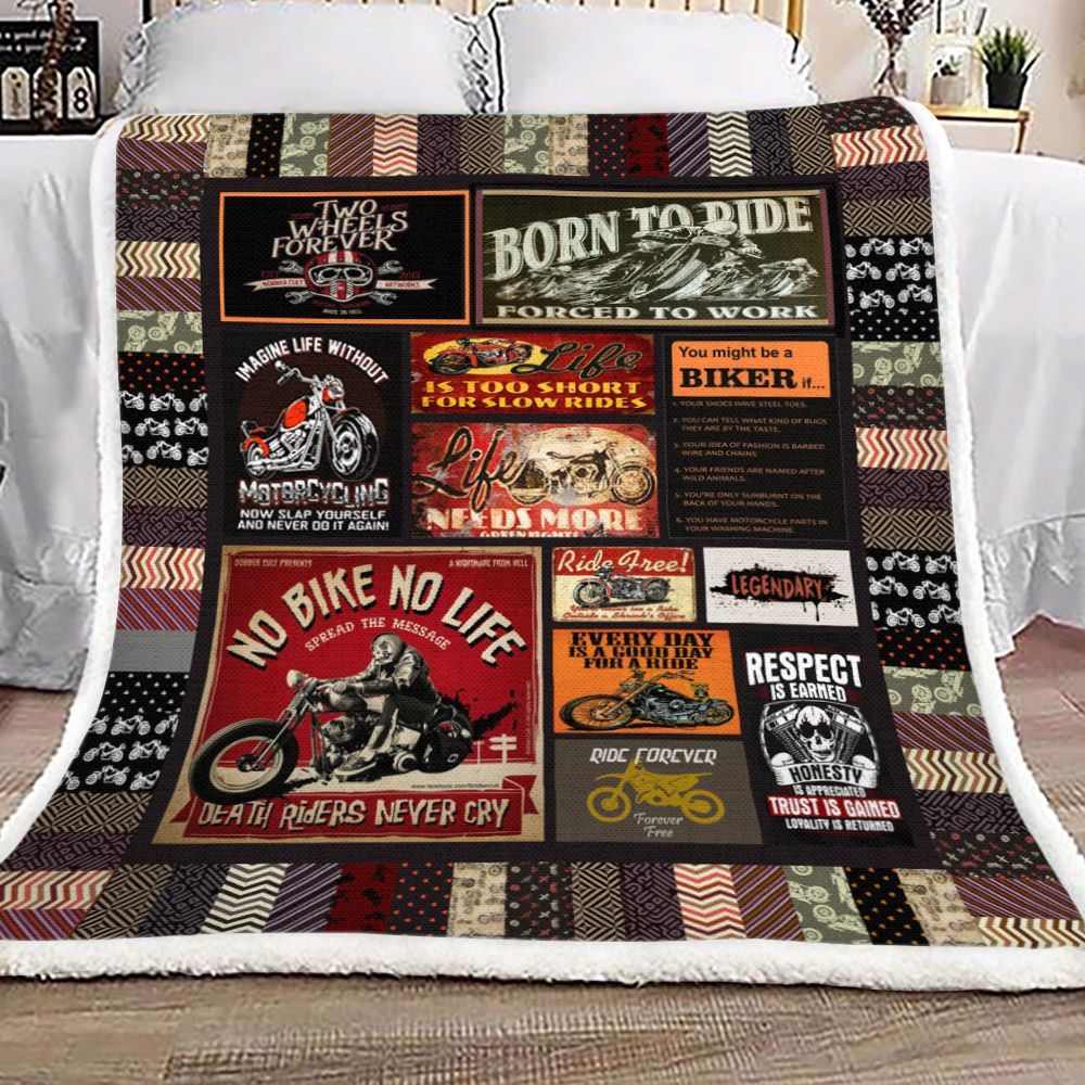 Motorcycle Sherpa Fleece Blanket