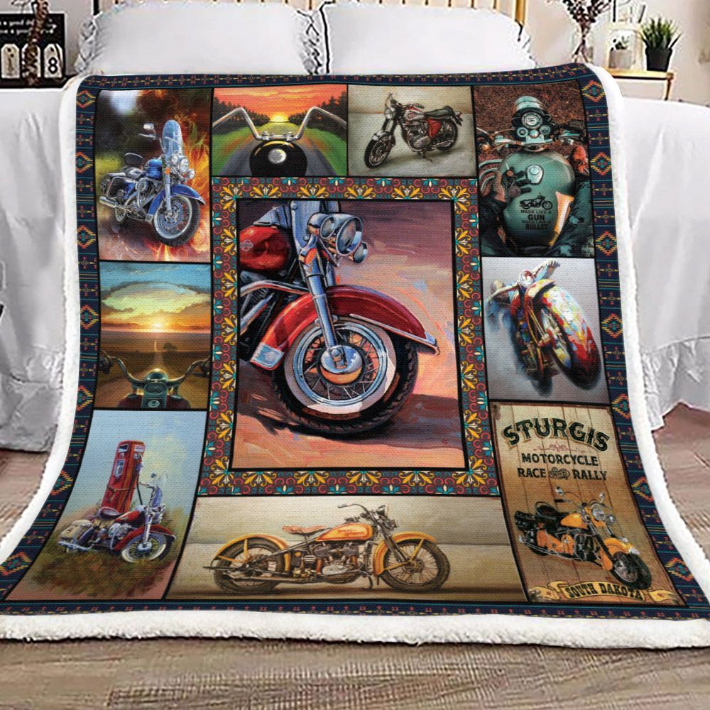 Motorcycle Sherpa Fleece Blanket