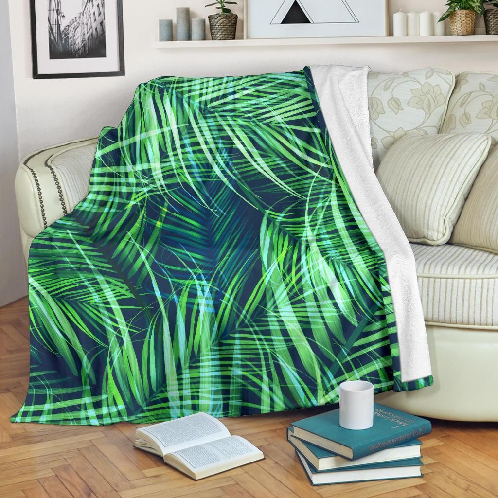 Mountian Palm Leaves Pattern Print Design Fleece Blanket