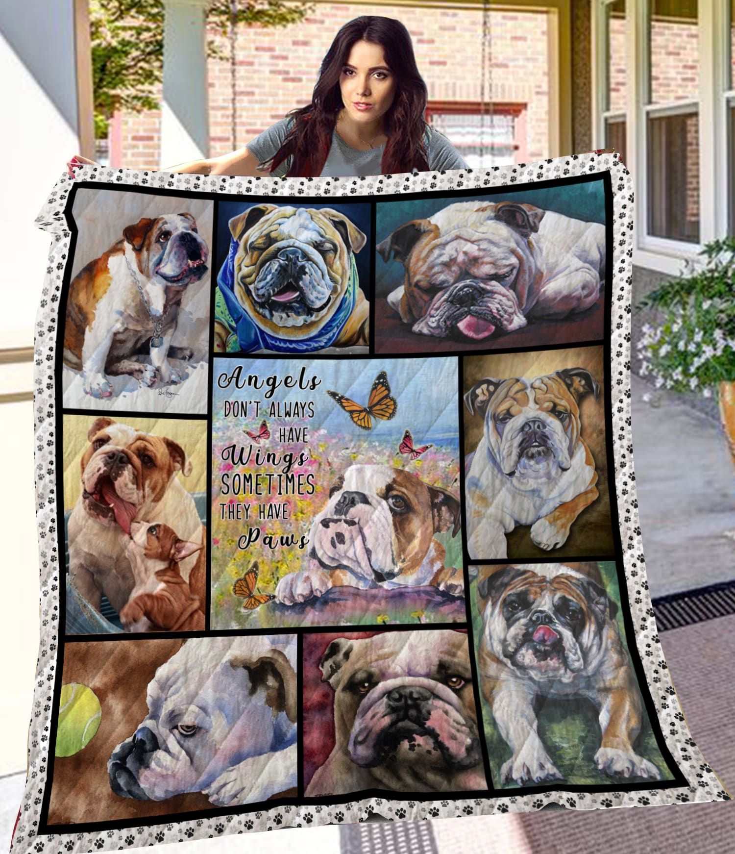 Mp0108 Bulldog Cute Angels Of My Life Quilt Dhc16124415Dd