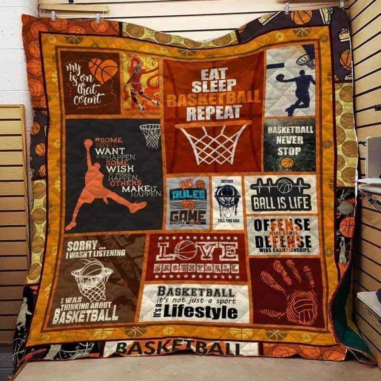 Mp0111 Basketball Eat Sleep Basketball Quilt Dhc16124121Dd