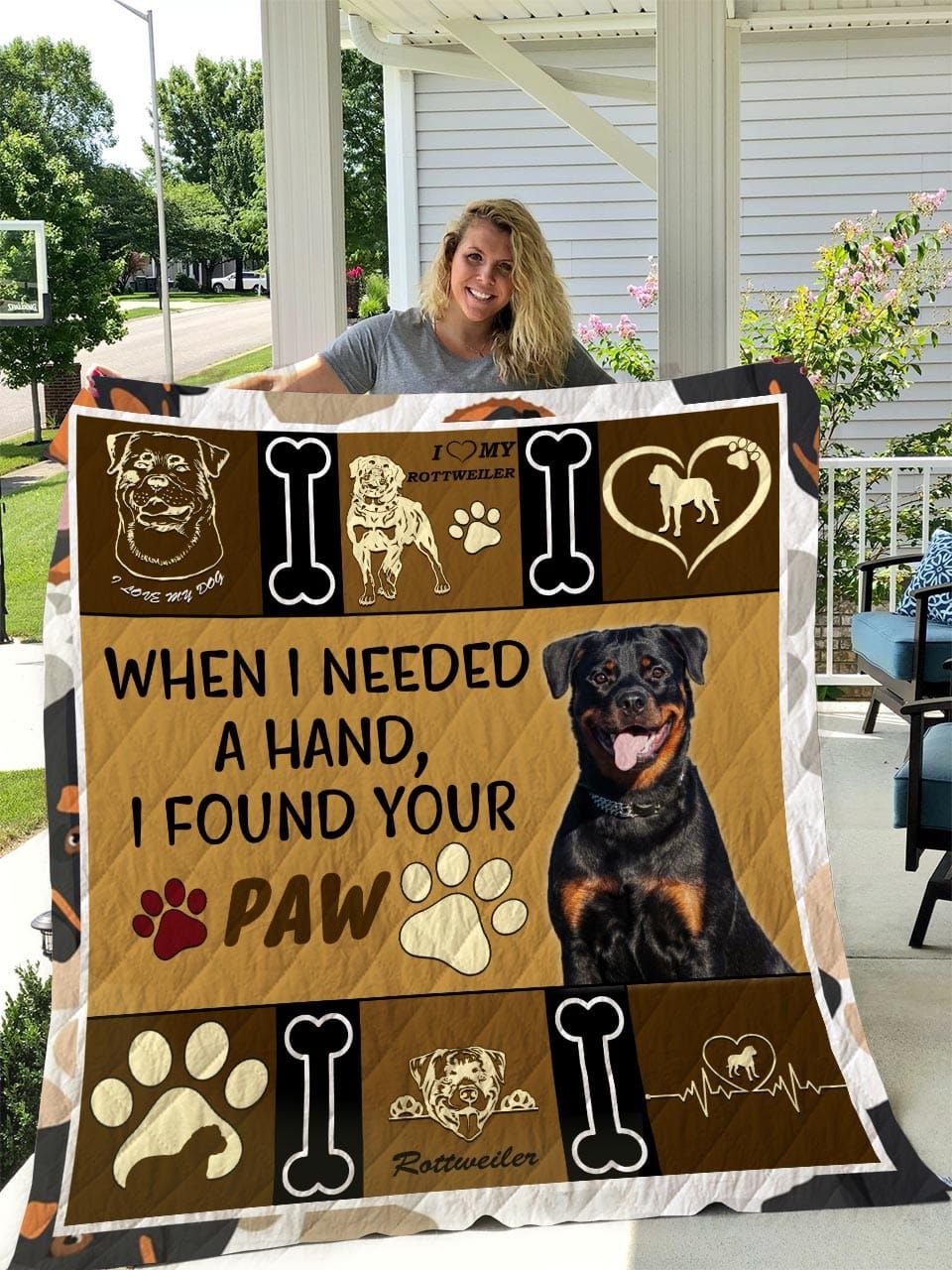 Mp0210 Rottweiler I Love My Dog Quilt Dhc16123026Dd