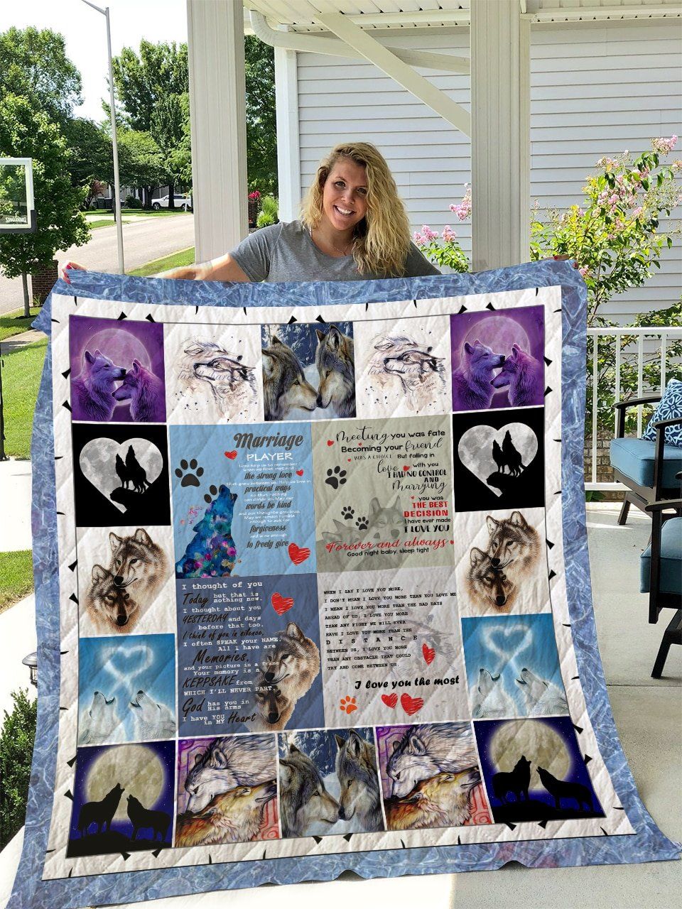 Mp0210 Wolf I Love You The Most Quilt Dhc16123023Dd