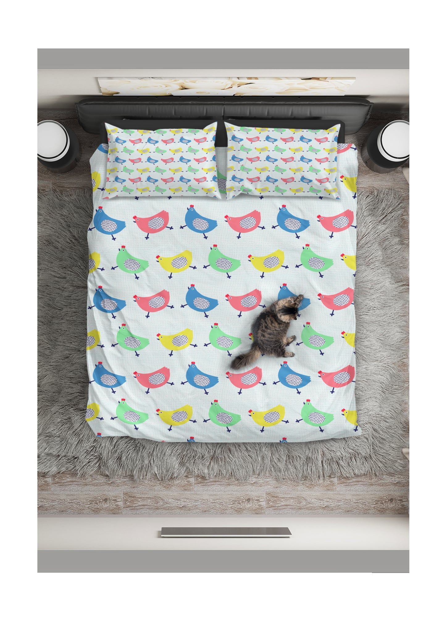Chicken Colorful Chicks Bedding Set