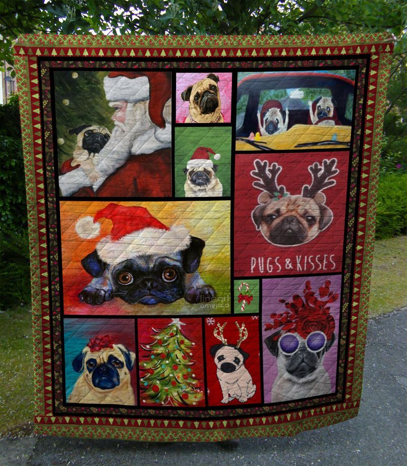 Mp0911 Pug Santa And Pug Quilt Dhc16122534Dd