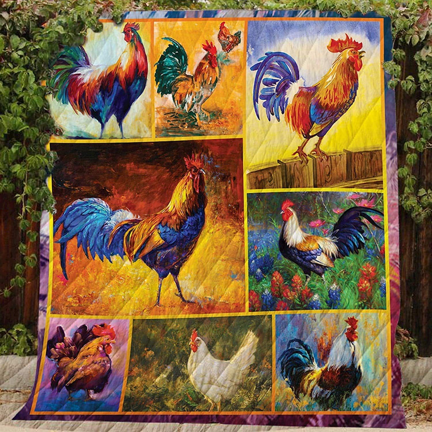 Mp1007 Chicken Colorful Morning Day Quilt Dhc16122970Dd