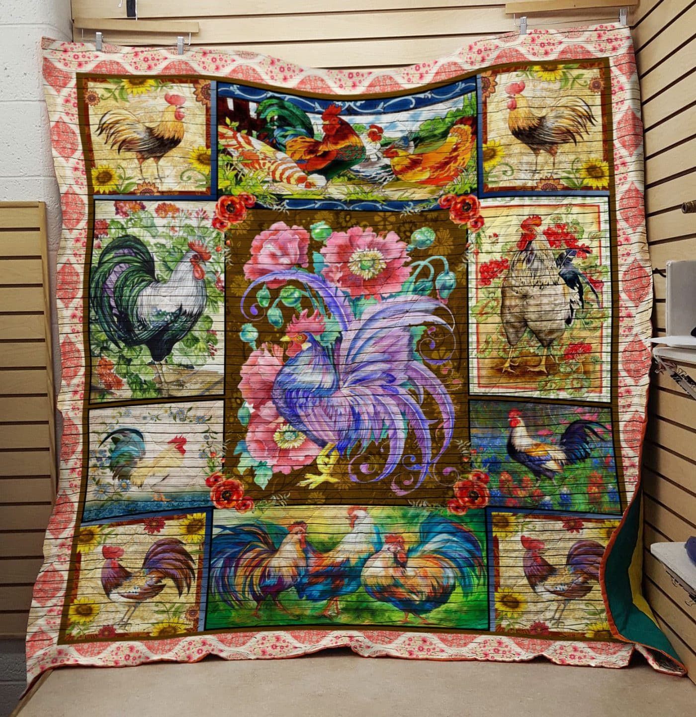 Mp1109 Chicken Flower Day Quilt Dhc16123481Dd
