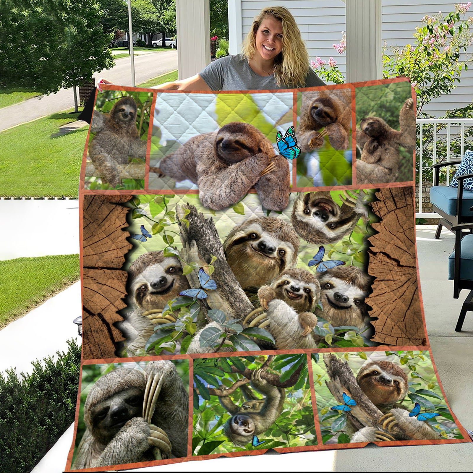 Mp1109 Sloth Happy Sloth Family Quilt Dhc16123485Dd