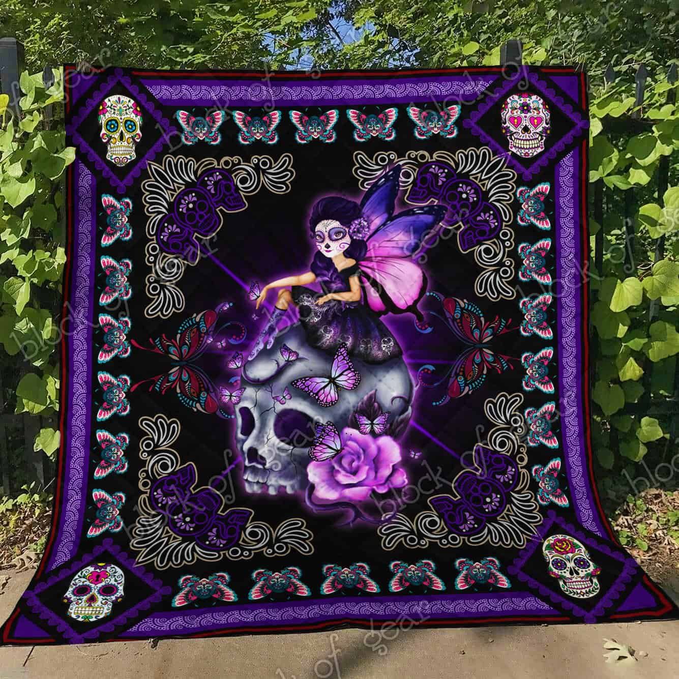 Mp1212 Sugar Skull Butterfly Girl Quilt Dhc16121962Dd