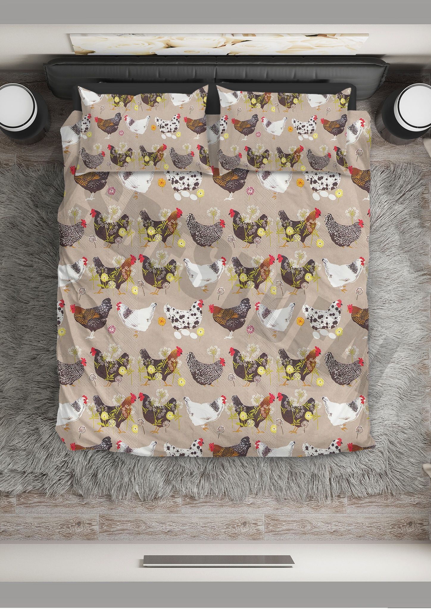 Chicken Bright Night Bedding Set
