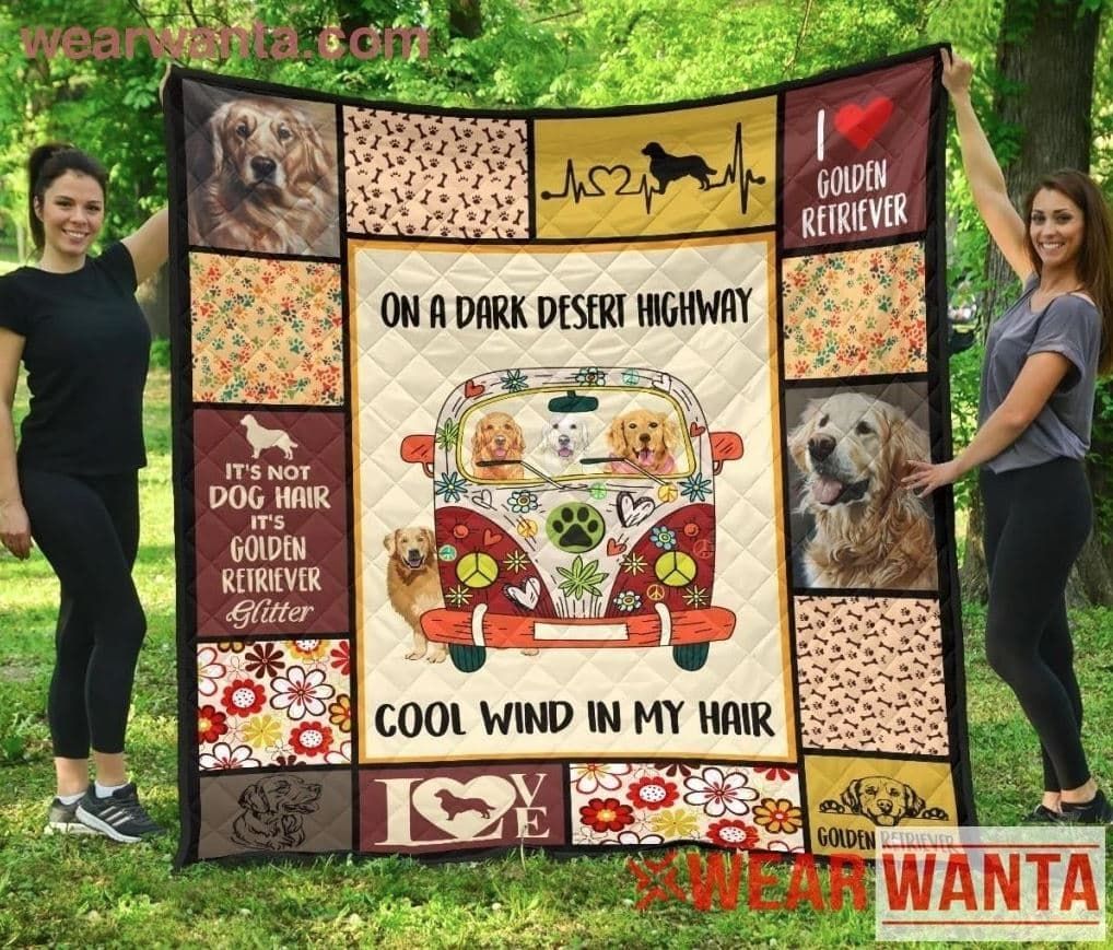 Mp1611 Golden Retriever Golden Retriever Hippie Car Quilt Dhc16123838Dd