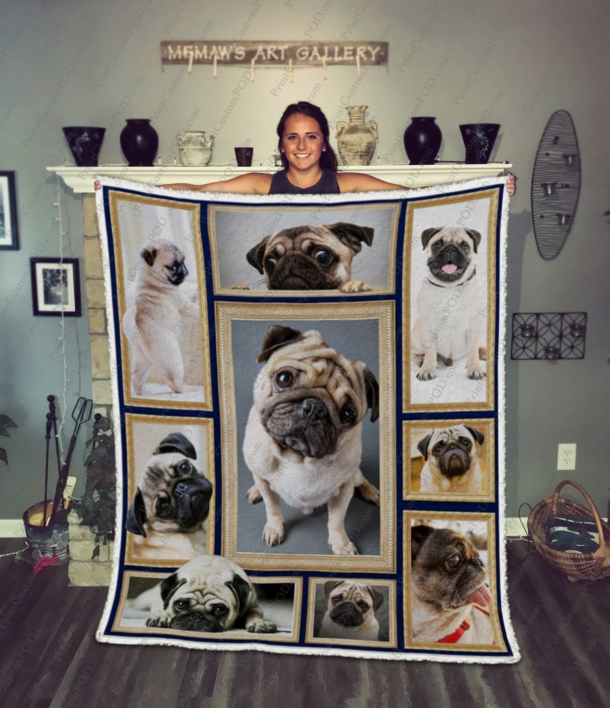Mp1611 Pug Pug 3D Quilt Dhc16123836Dd