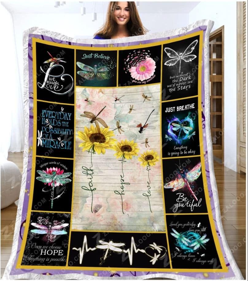 Mp1709 Dragonfly Hope Faith Love Quilt Dhc16123243Dd