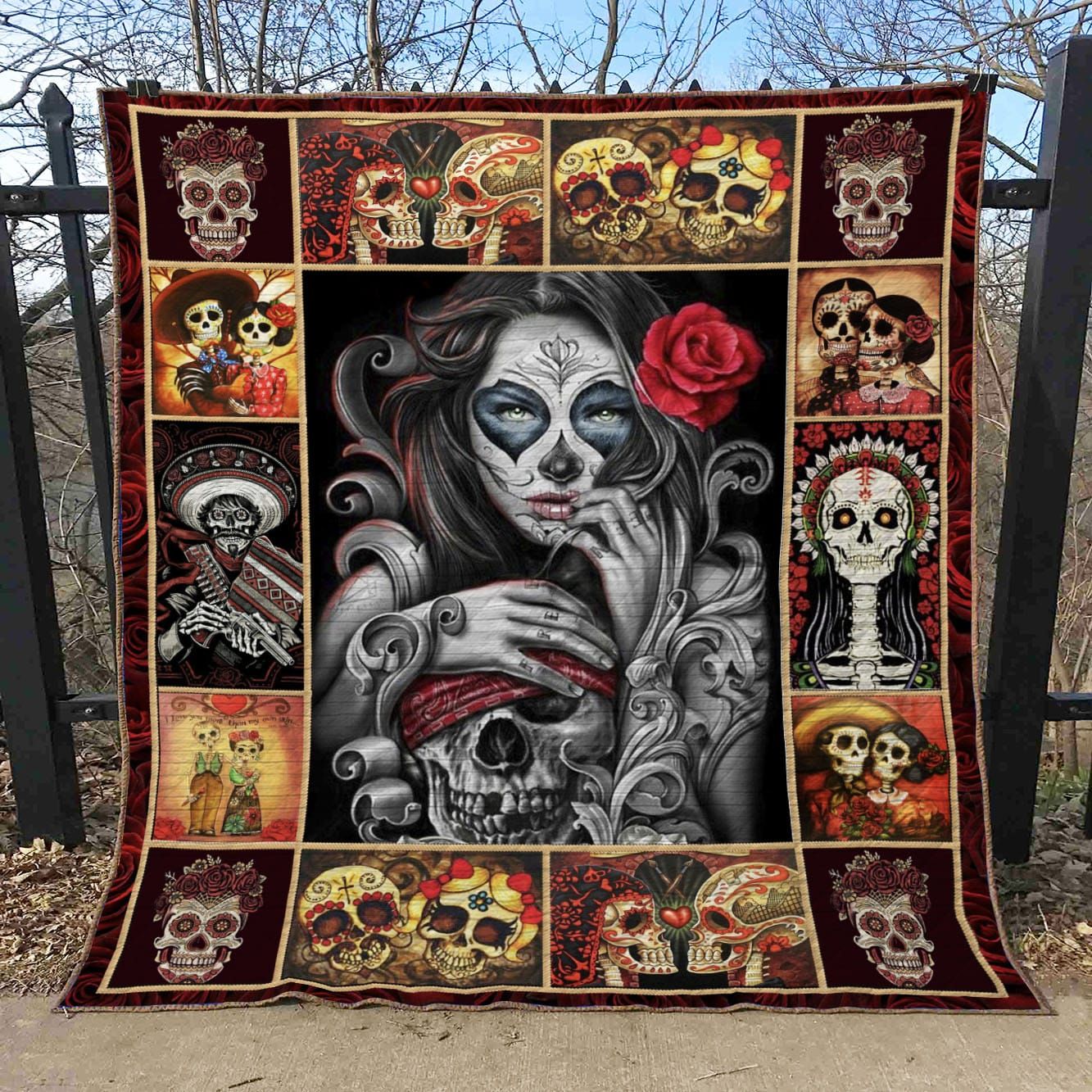 Mp1806 Sugar Skull Be In Love Quilt Dhc16124534Dd