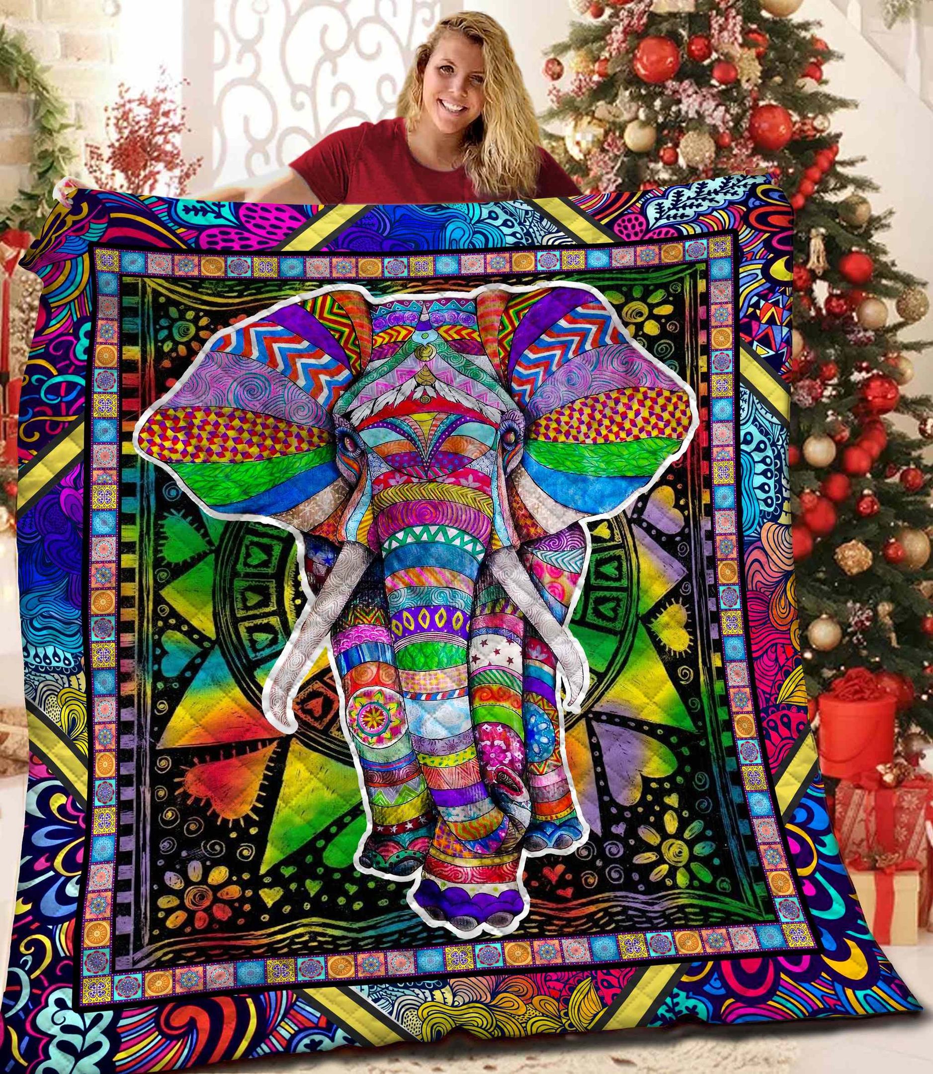 Mp2111 Elephant Beautiful Elephant Quilt Dhc16123636Dd