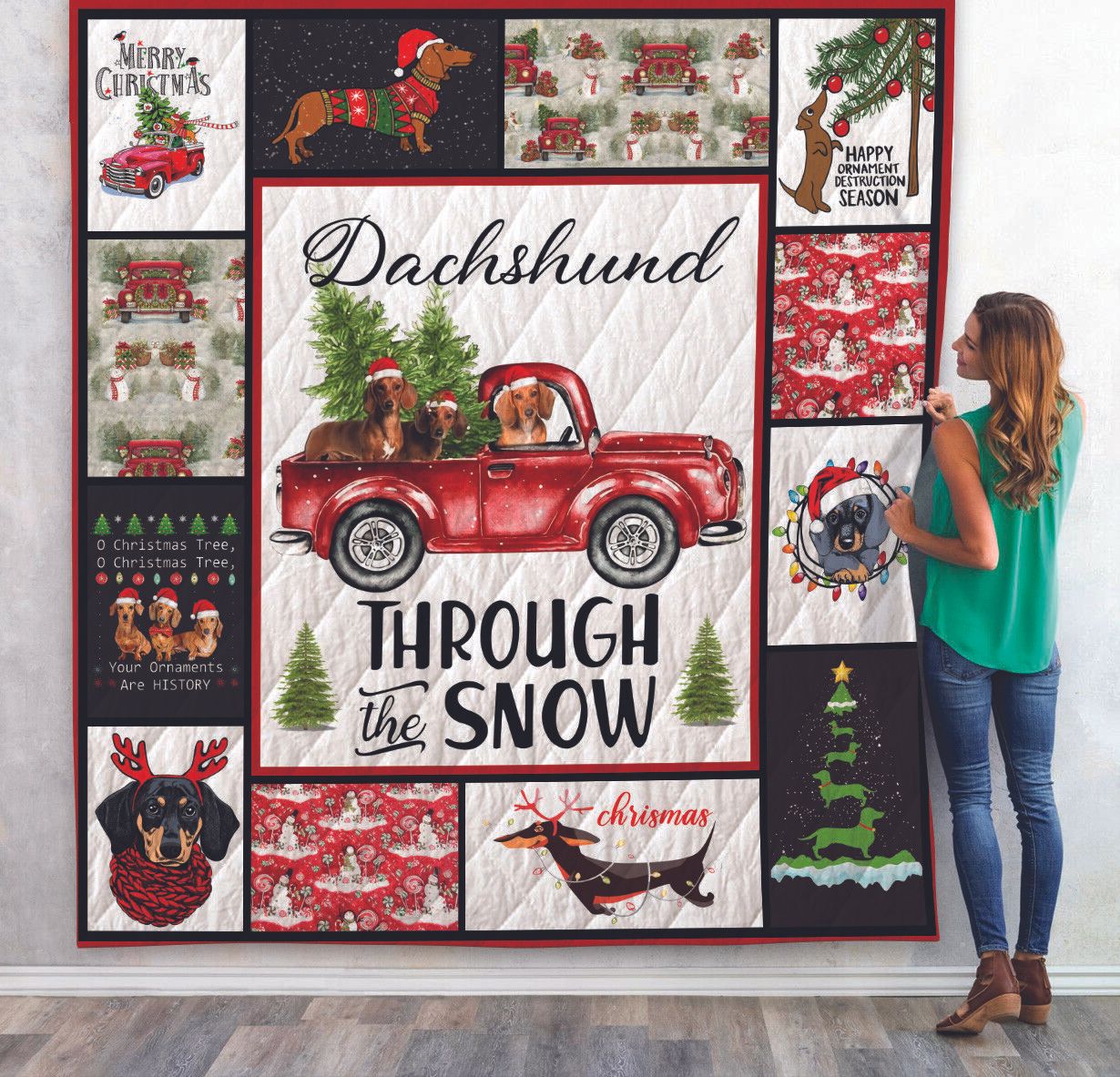 Mp2410 Dachshund Through The Snow Quilt Dhc16124355Dd