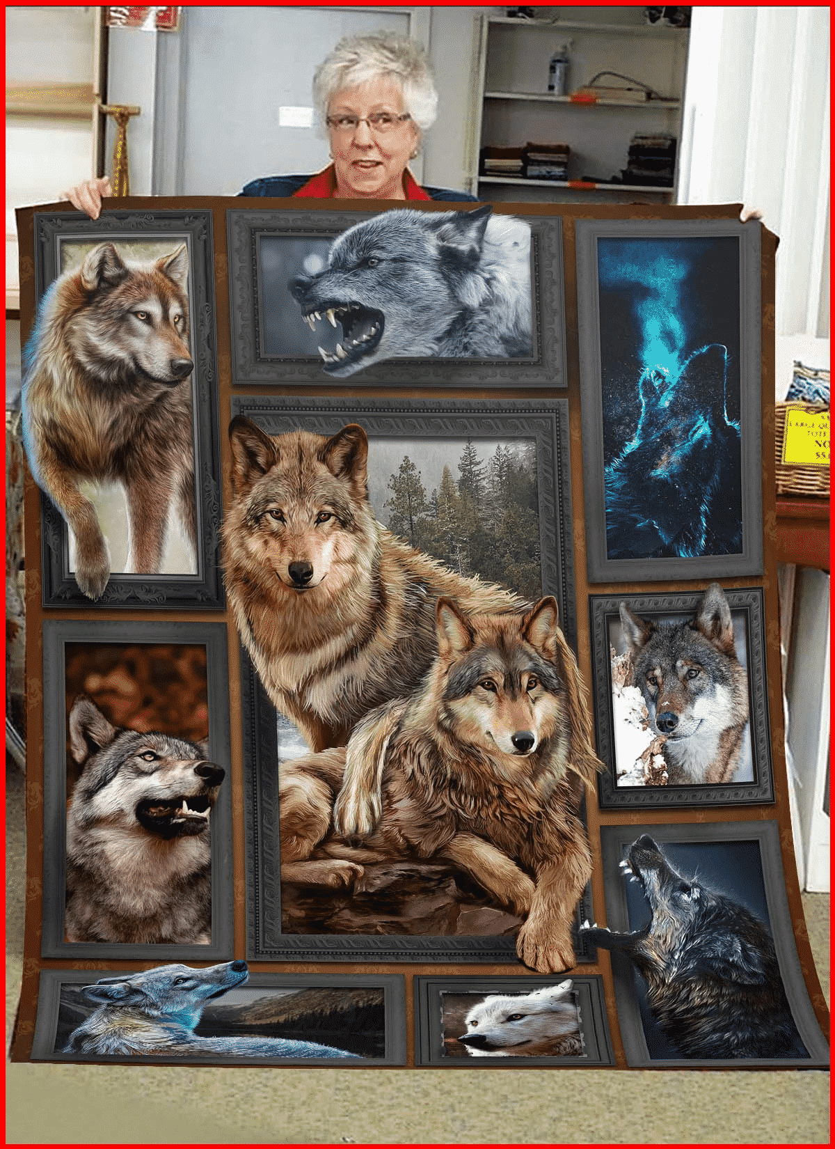 Mp2707 Wolf Resting Under The Moon Quilt Dhc16124847Dd