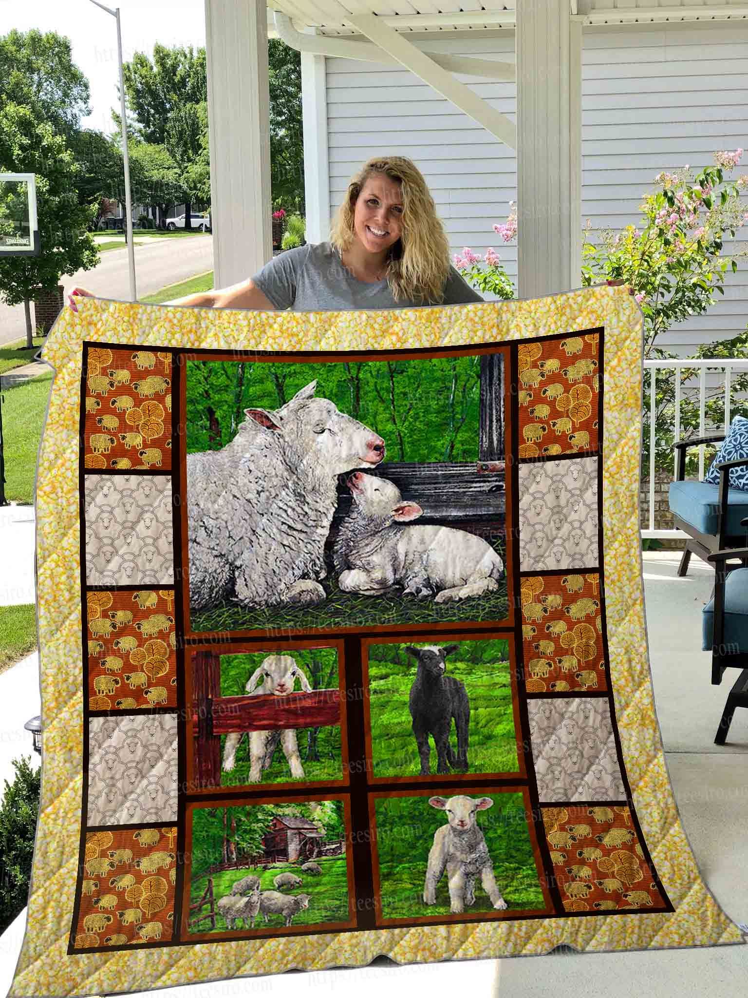 Mp2708 Sheep Mom And Baby Quilt Dhc16124835Dd