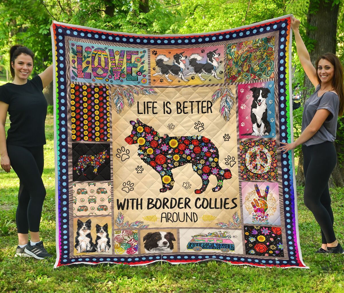 Mp2810 Border Collie Border Collie Floral Baby Quilt Dhc16124256Dd