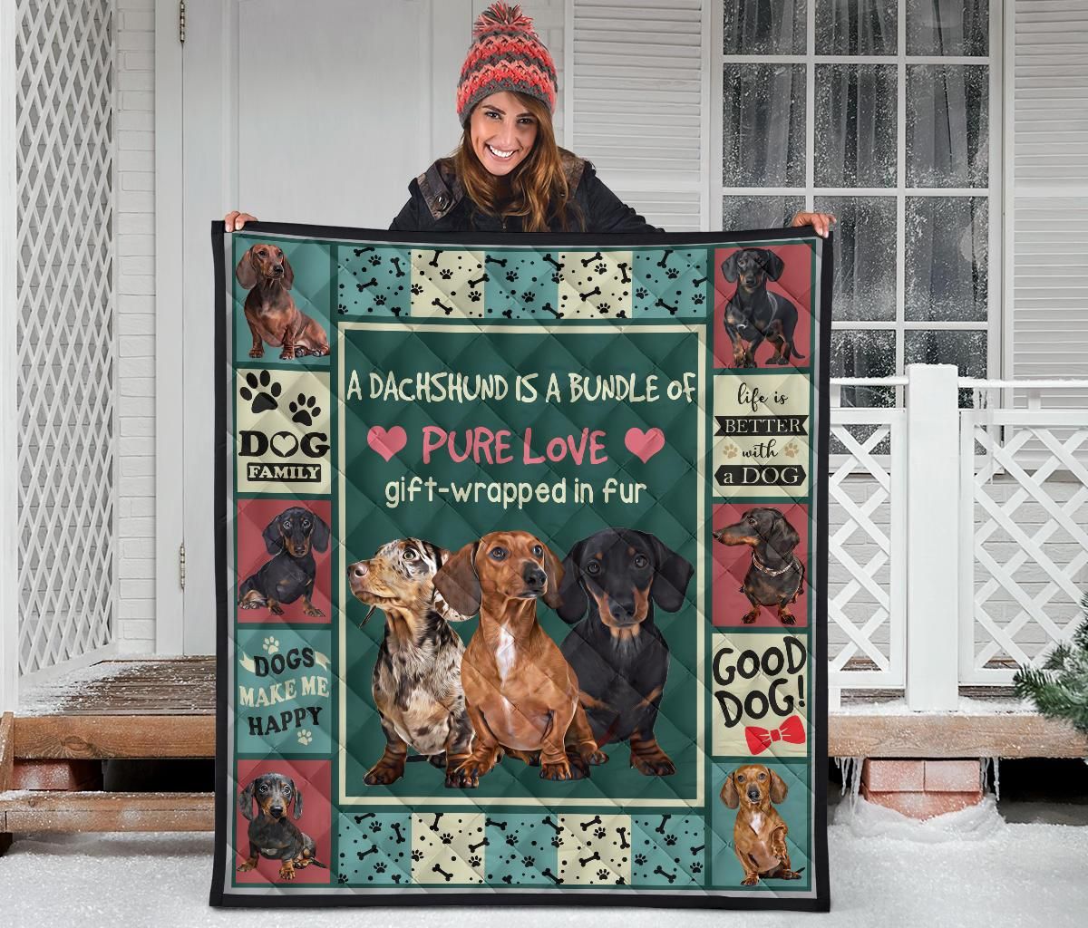 Mp2811 Dachshund Full Of Love Quilt Dhc16122348Dd
