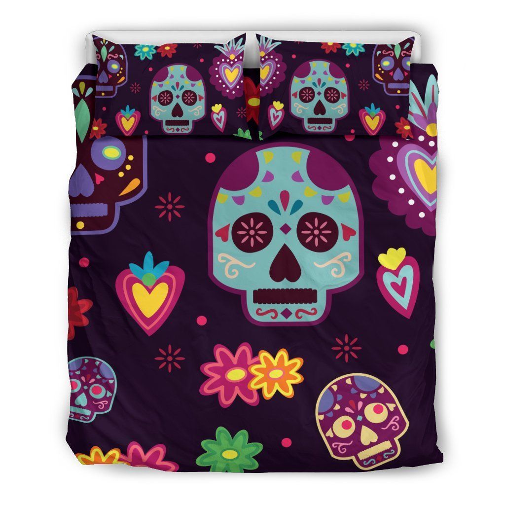 Muerte Skulls And Flowers Bedding Set