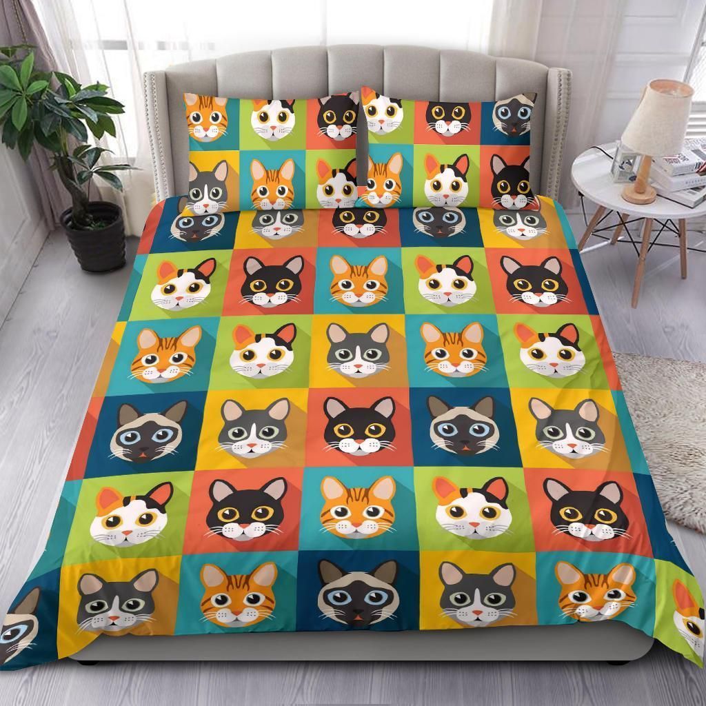 Multi Cat Cartoon Lovely Bedding Set