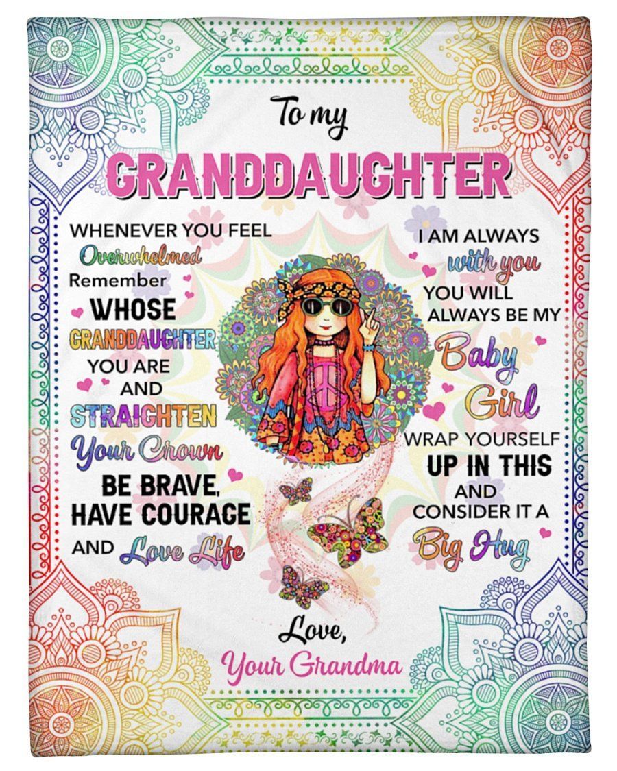 Multi Color Hippie Whenever You Feel Fleece Blanket To Granddaughter Fleece Blanket
