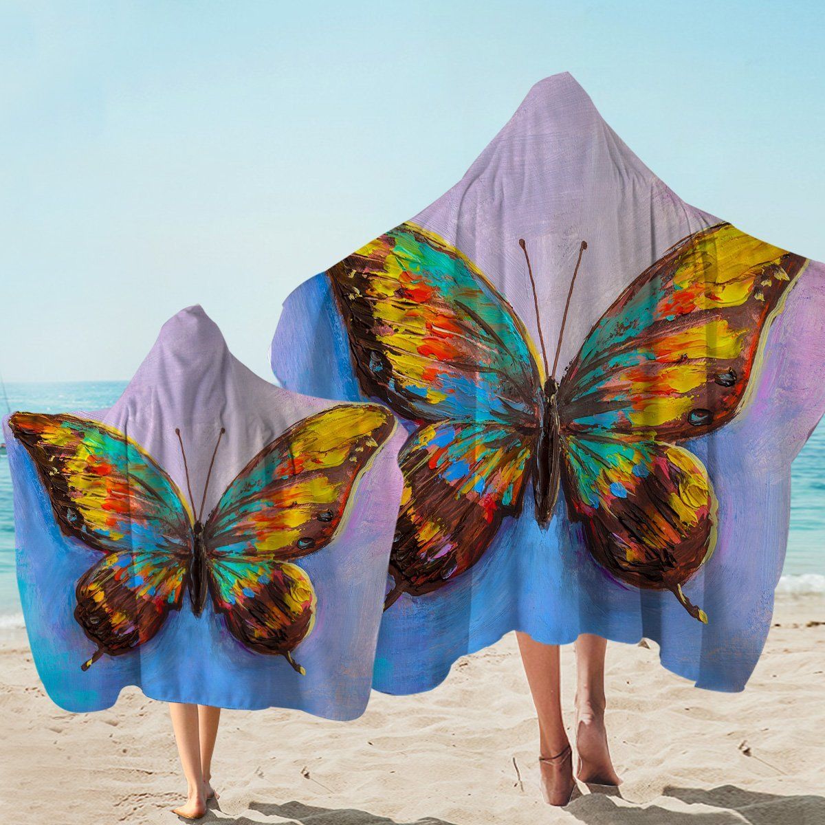 Multi-colored Butterfly Keep Your Dream Printed Hooded Towel