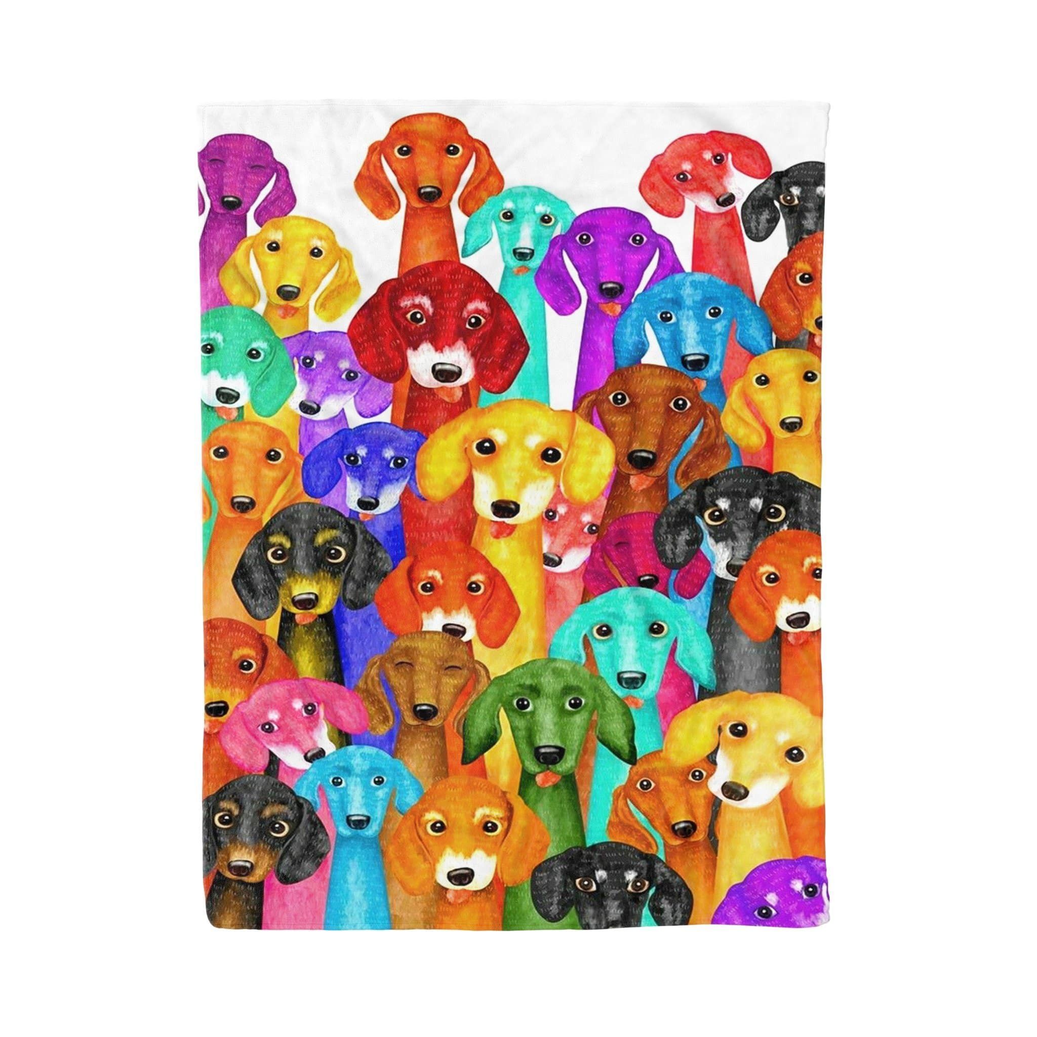 Multicolor Dacshund Rainbow Fleece Blanket Gift For Boy