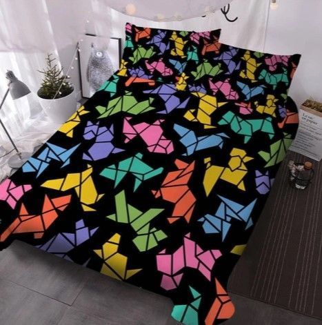 Multicolor Geometric Dog Bedding Set