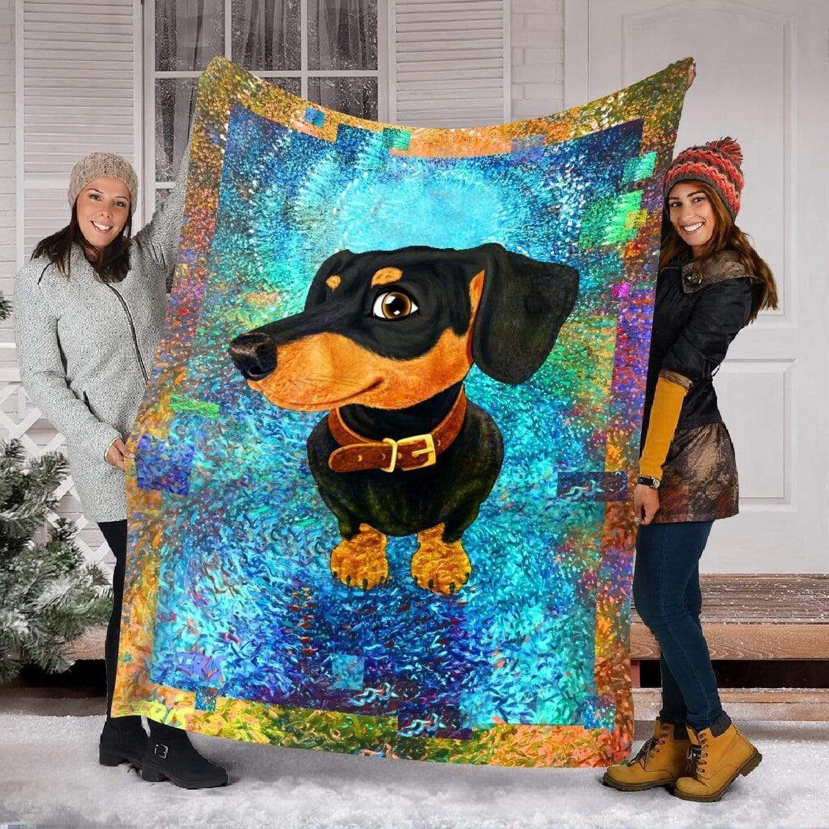 Multicolor I Love My Dachshund Fleece Blanket Gift For Dog Lovers