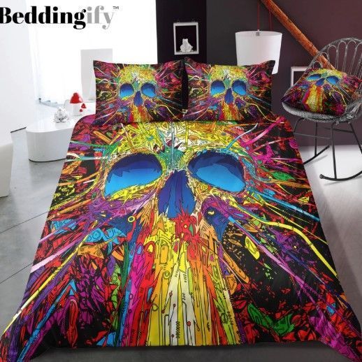 Multicolor Skull Bedding Set